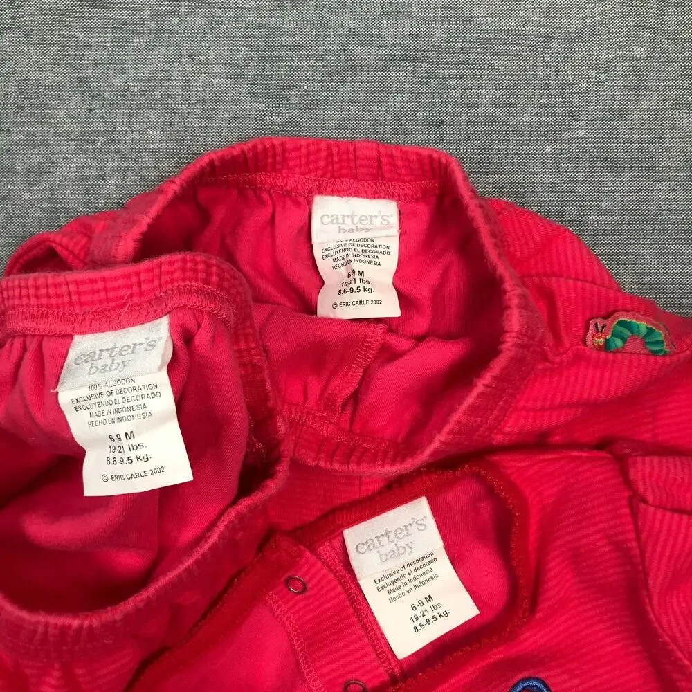 VTG Carters Very Hungry Caterpillar 6-9M Butterfly Outfit Pink Striped Flaw AU19